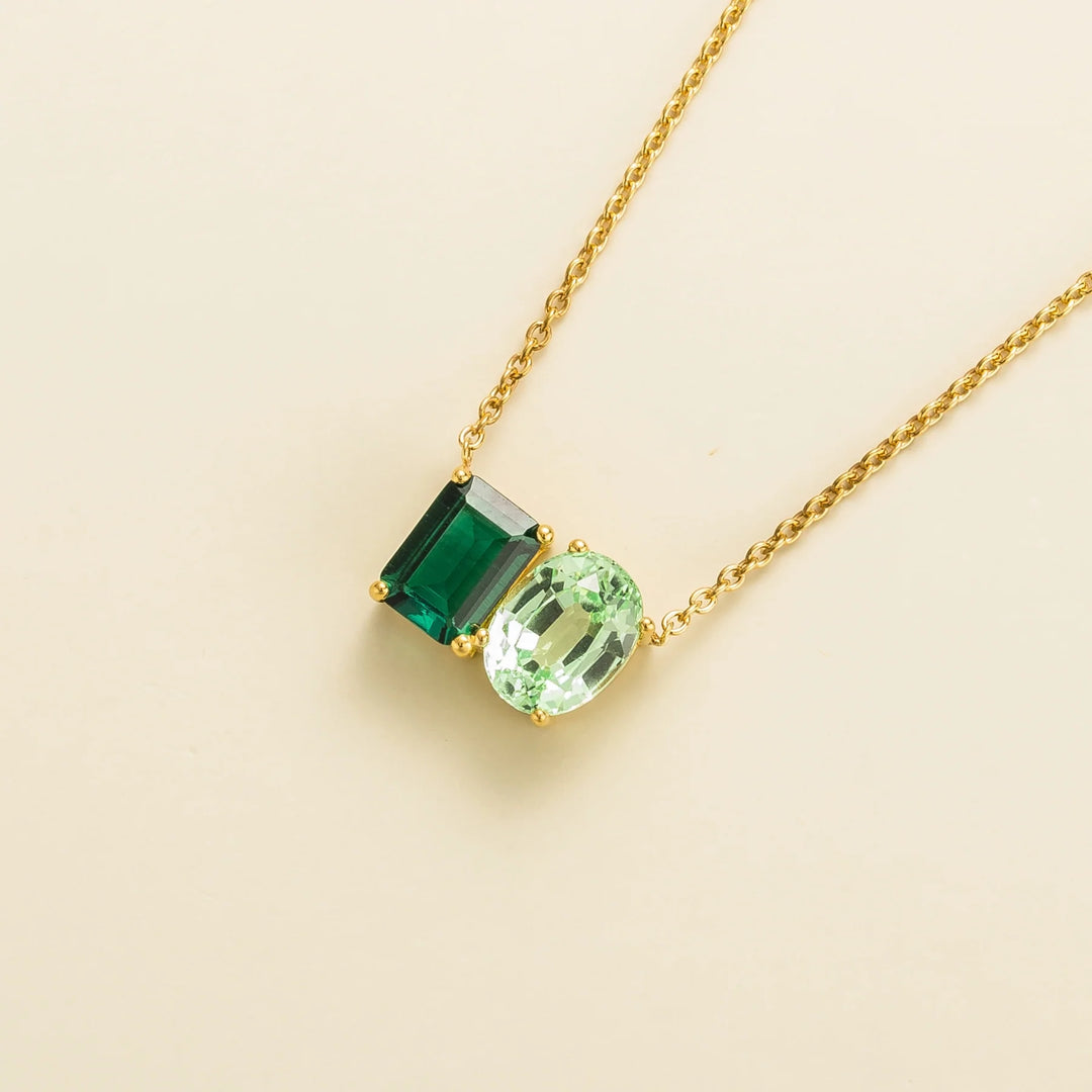 Buchon gold necklace set with Emerald and Green sapphire By Juvetti Online Jewellery London UK