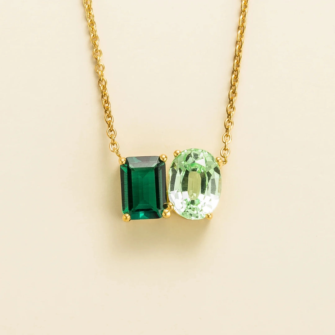 Buchon gold necklace set with Emerald and Green sapphire By Juvetti Online Jewellery London