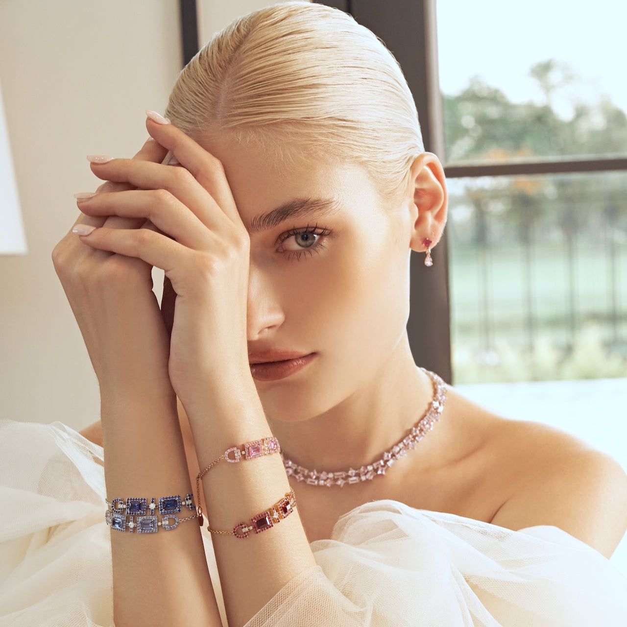 White sapphire bracelet white gold sales