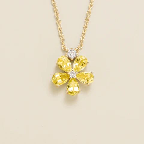 Buy Jewellery Gift Online Florea Gold Necklace Yellow Sapphire and Diamond By Juvetti Online Jewellery London