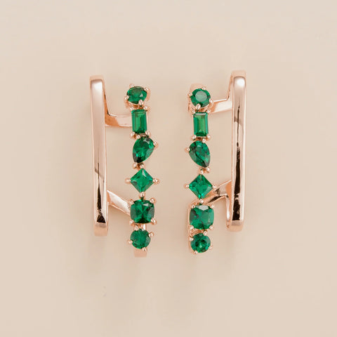 Emerald Earrings Juvetti Jewellery London Serene Rose Gold Earrings Set With Emerald