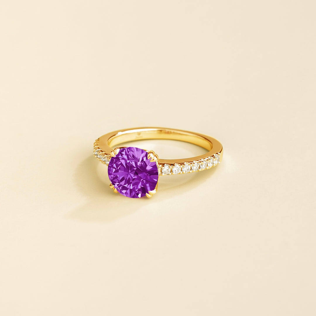 Solen gold ring Purple sapphire & Diamond