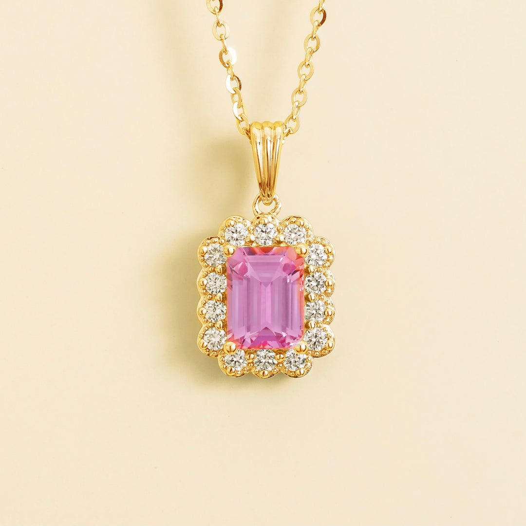 Verda Gold Necklace In Pink Sapphire and Diamonds