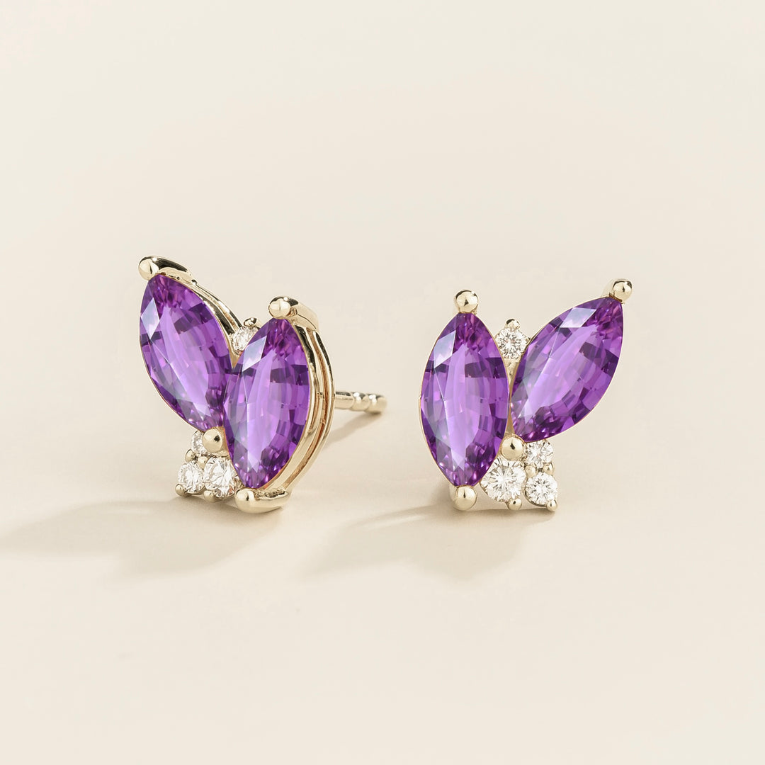 Vento White Gold Earrings Purple Sapphire & Diamond