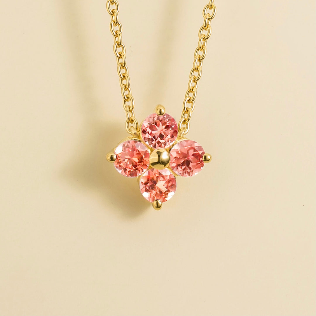 Petale Gold Necklace Padparadscha Sapphire