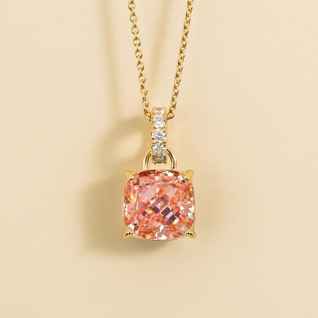 Oreol Pendant Necklace in Padparadscha Sapphire & Diamond Set in Gold