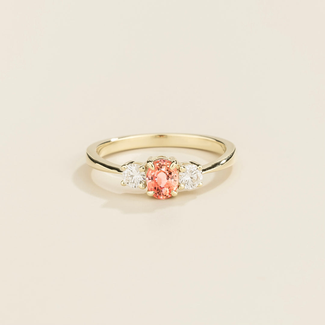 Boble white gold ring set with Padparadscha sapphire and Diamonds