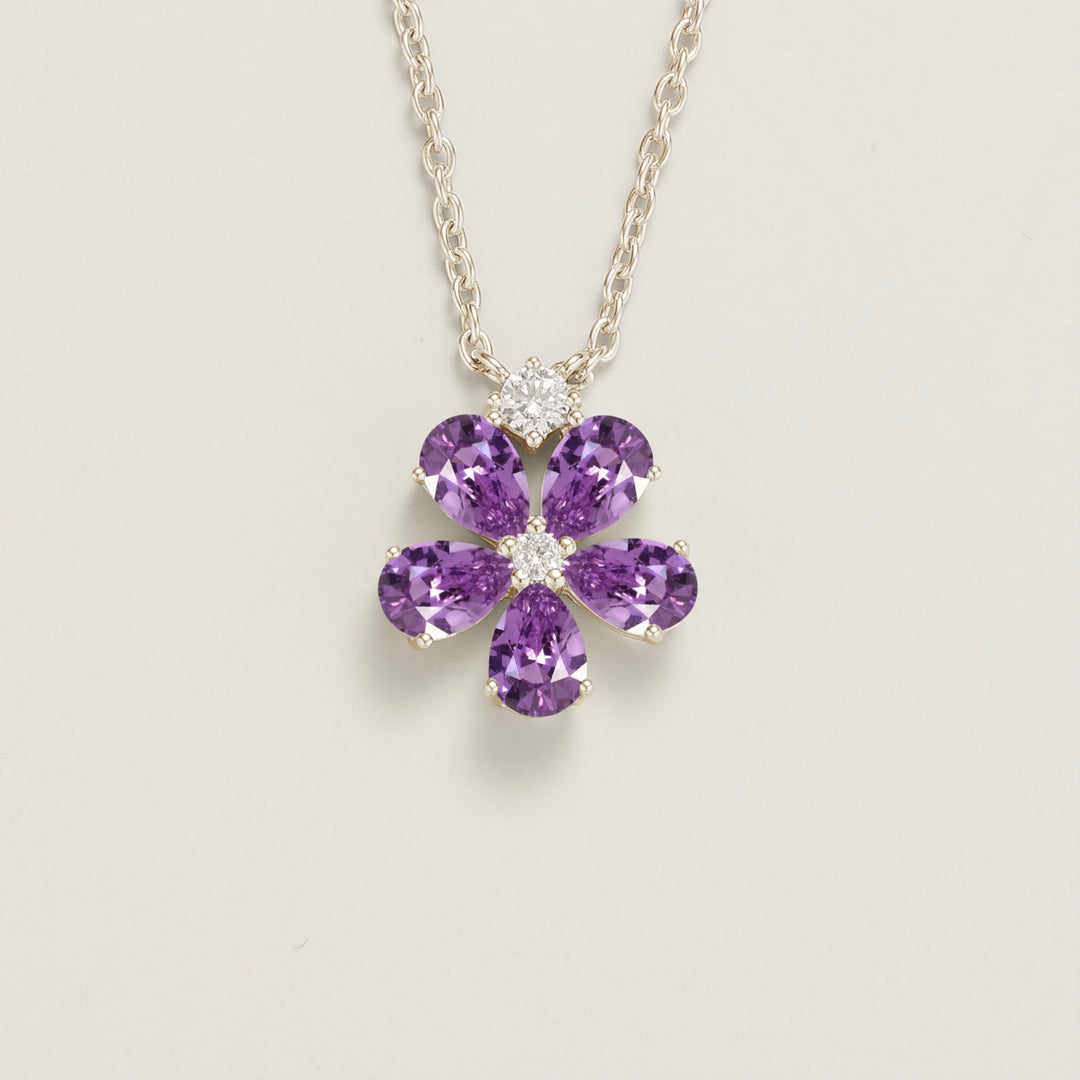 Florea White Gold Necklace Purple Sapphire & Diamond