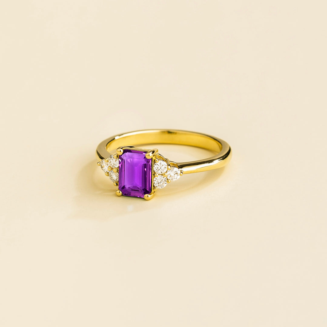 Chateau Gold Ring Purple Sapphire and Diamonds Bespoke Jewellery From London