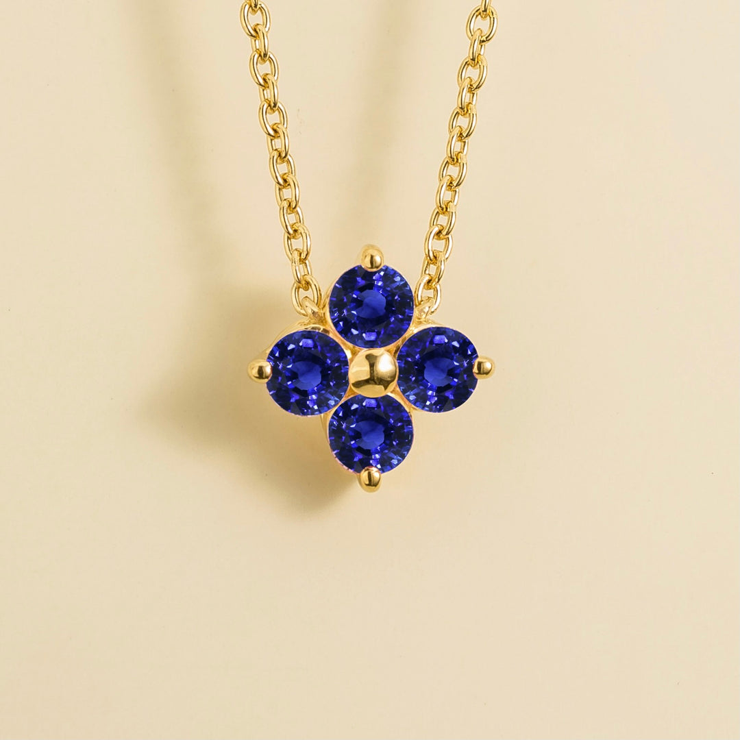 Petale Gold Necklace Blue Sapphire