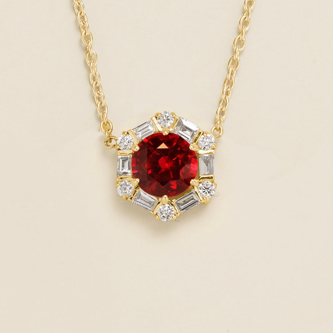 Melba Gold Necklace Set With Ruby & Diamond