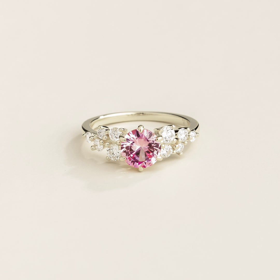 Floret White Gold Ring in Pink Sapphire & Diamonds