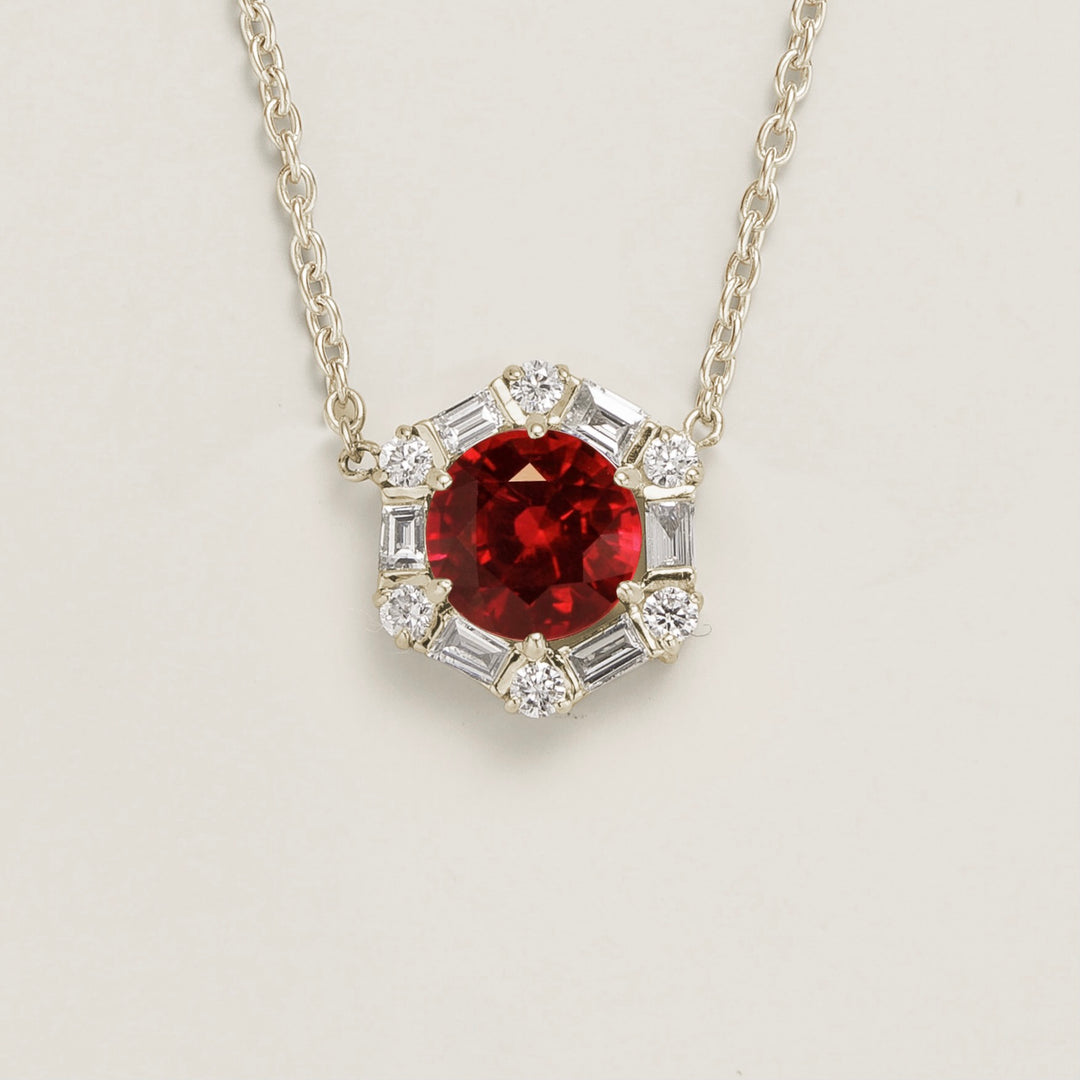 Melba White Gold Necklace Set With Ruby & Diamond