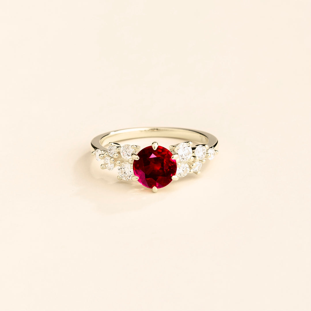 Floret white gold ring in Ruby & Diamonds