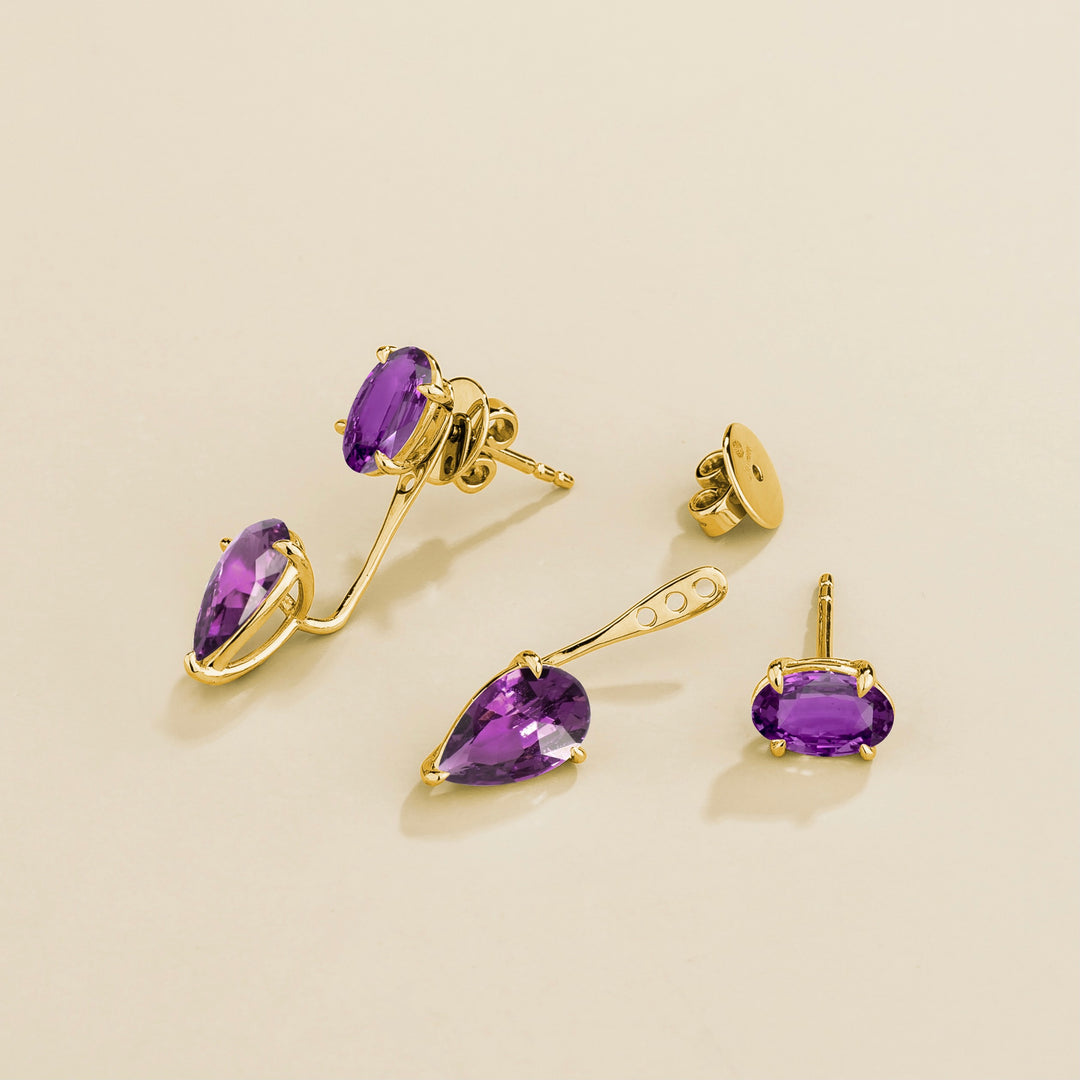 Juli gold earrings set with Purple sapphires