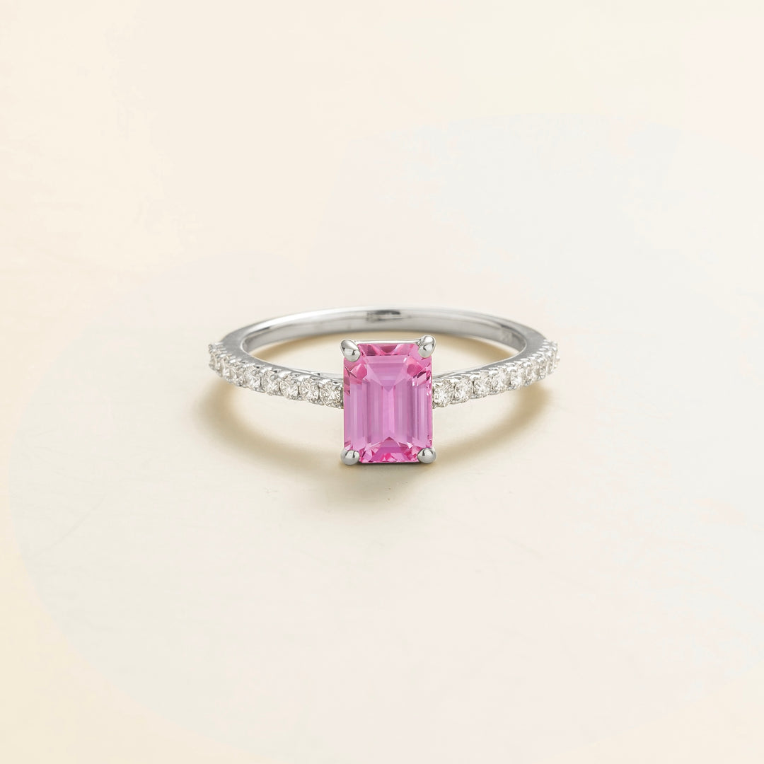 Thamani White Gold Ring In Pink Sapphire & Diamond