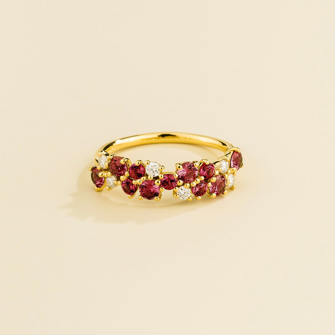 Starry Gold Ring Ruby & Diamond