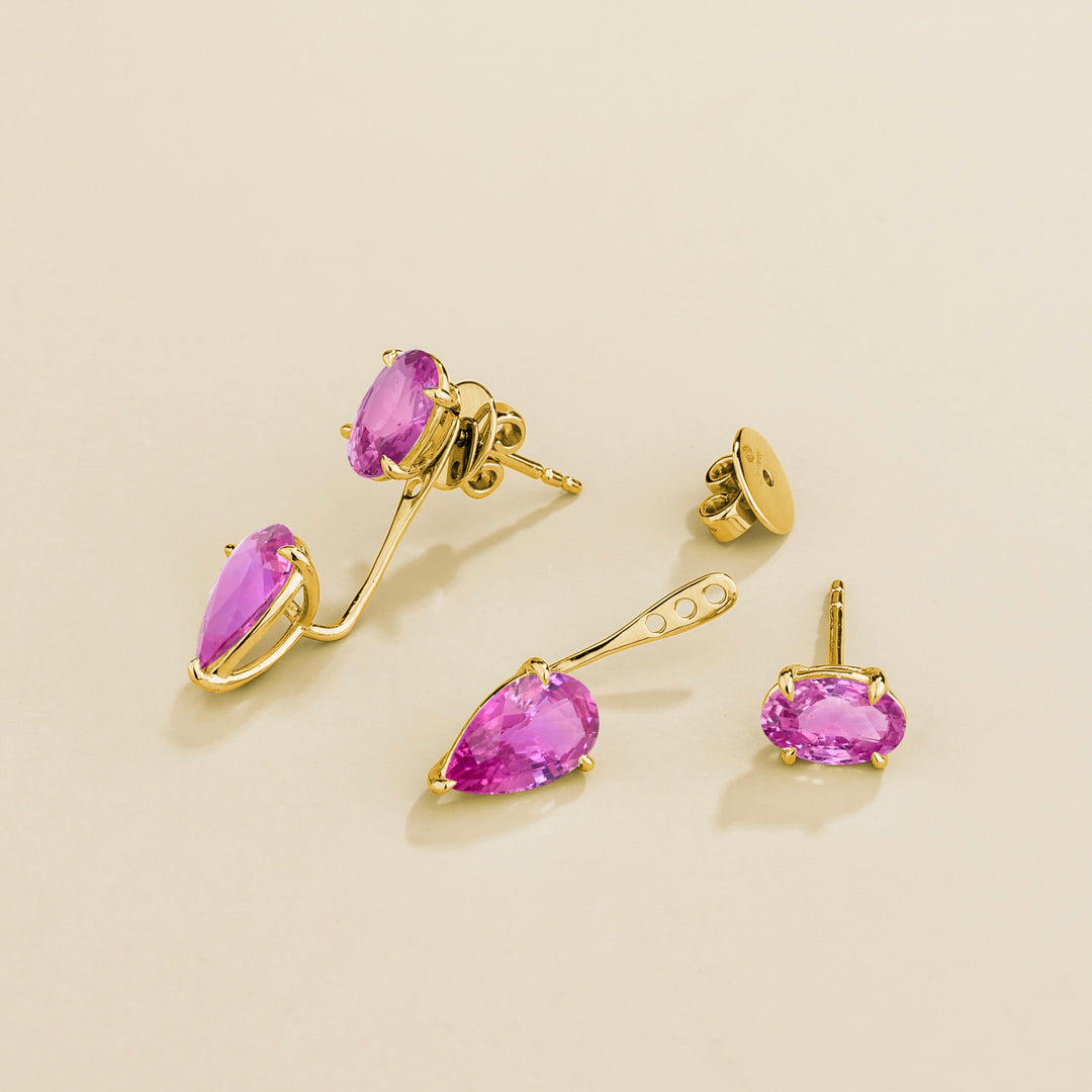 Juli gold earrings set with Pink sapphires