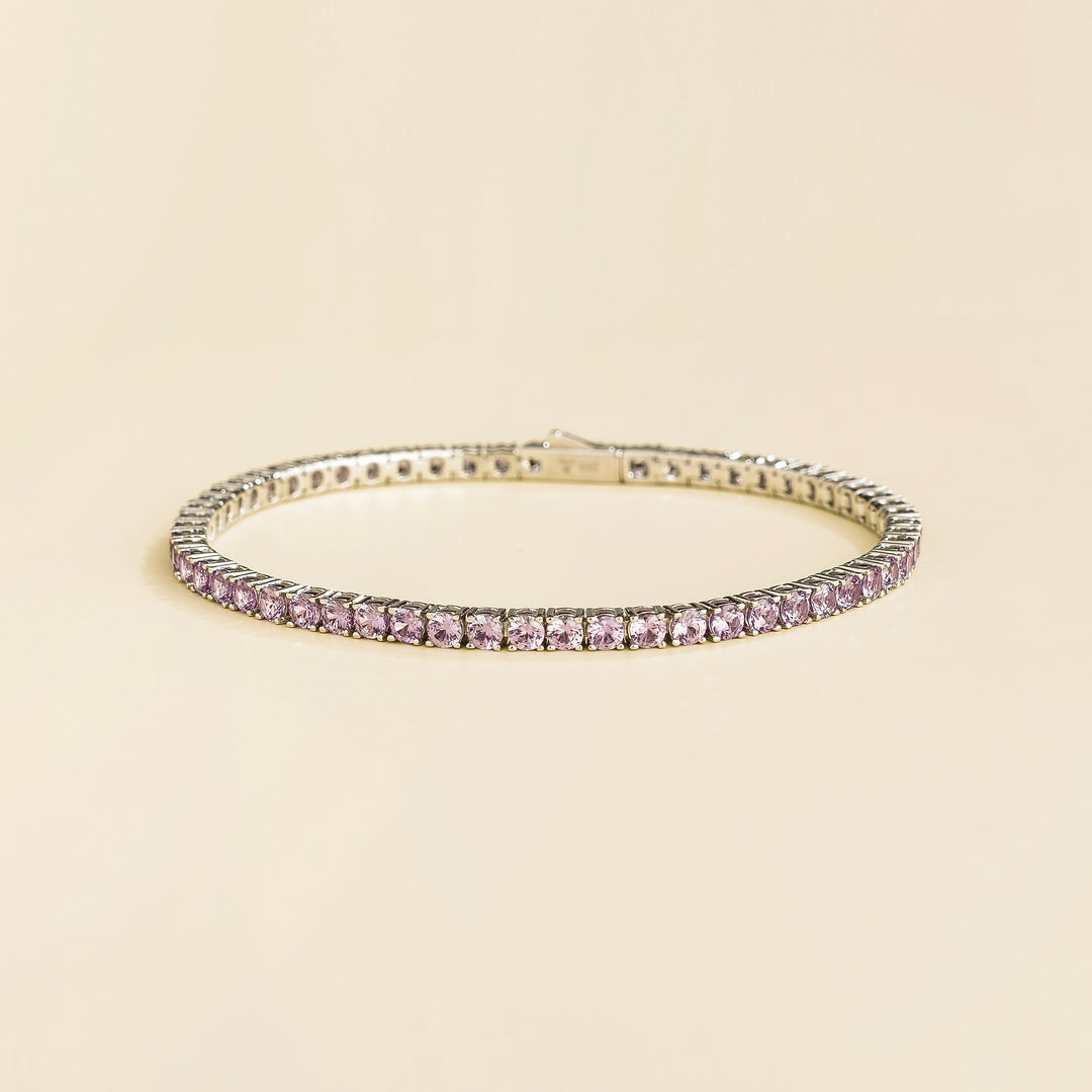 Ciclo White Gold Tennis Bracelet Set With Purple Sapphire