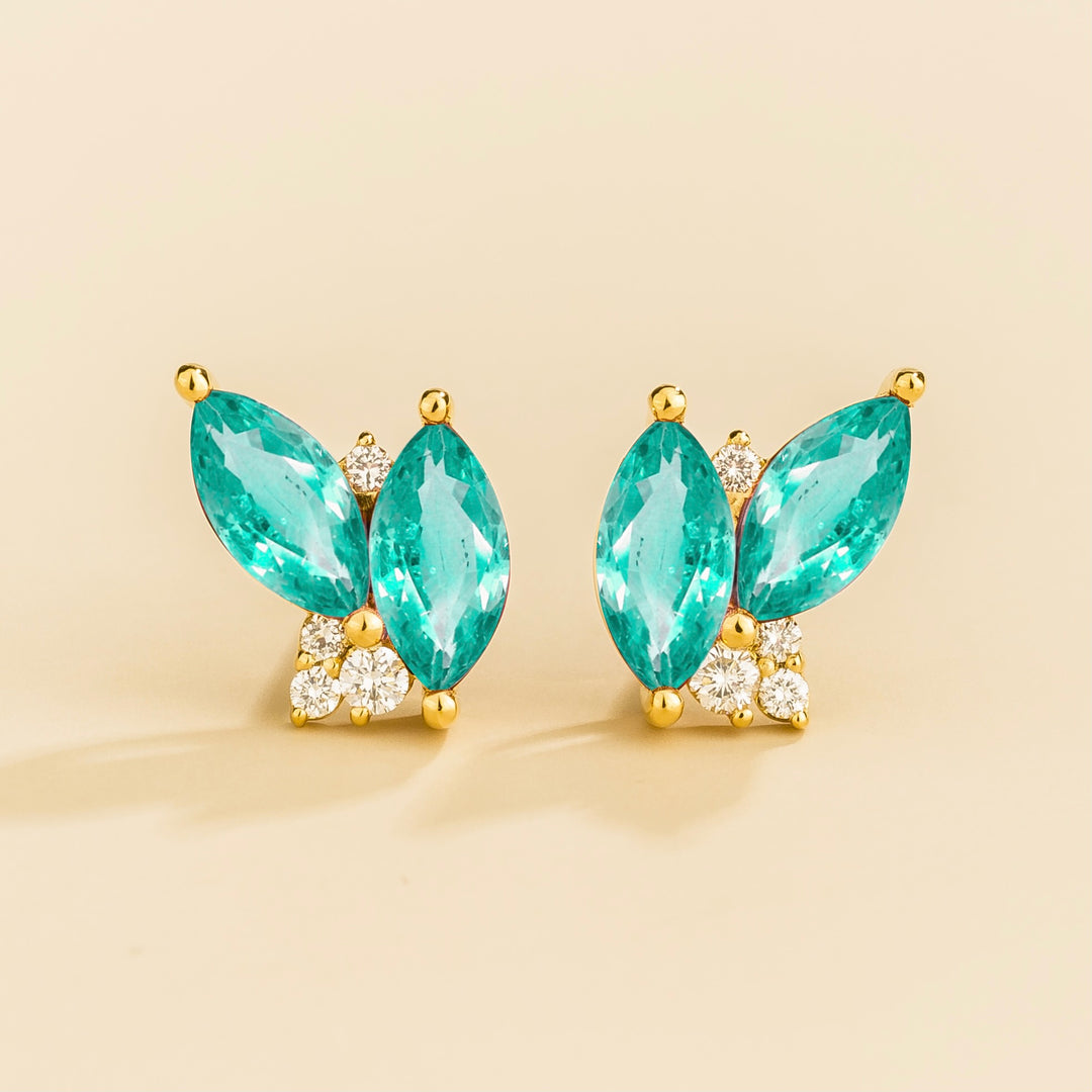 Vento Gold Earrings Paraiba Sapphire & Diamond