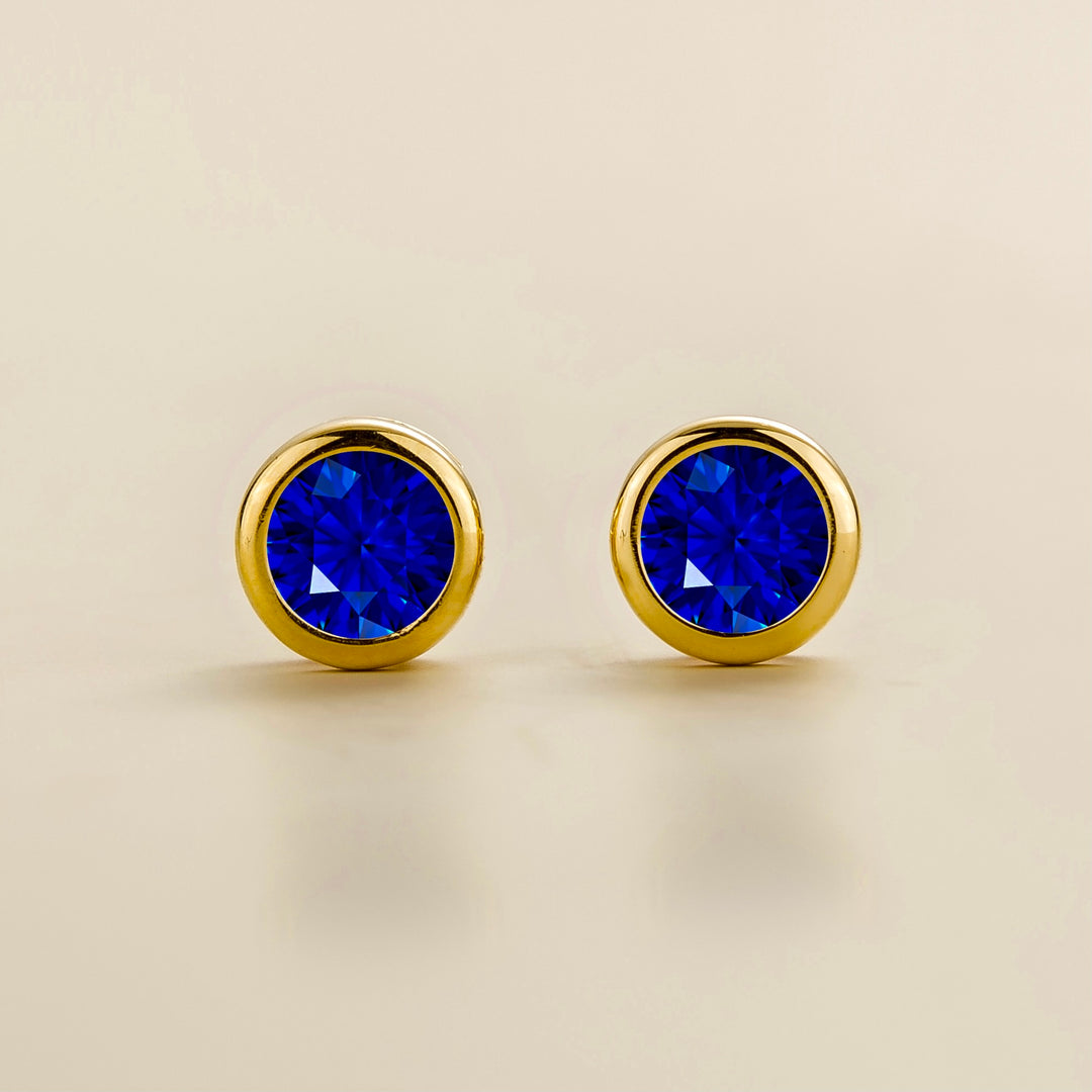 Margo Gold Earrings Set With Blue Sapphire