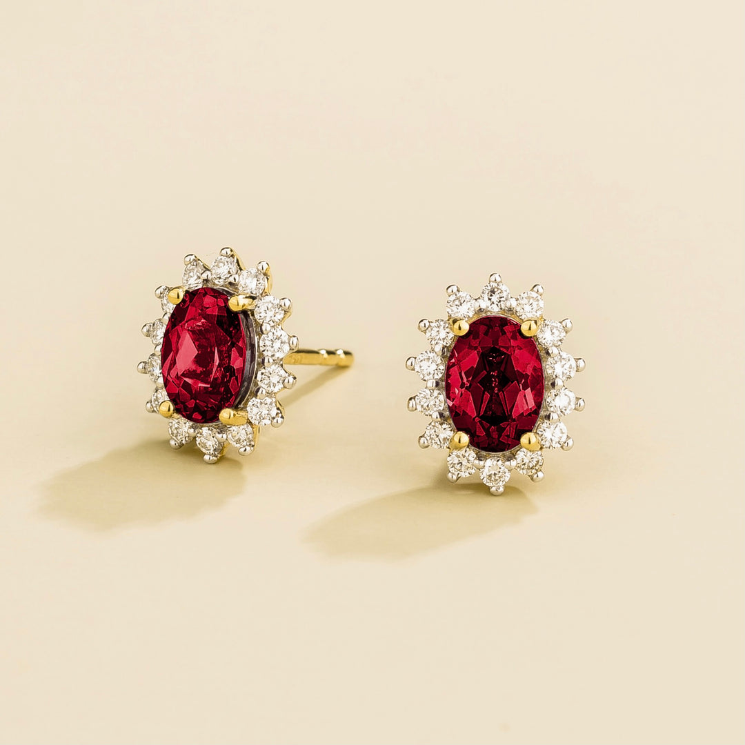 Divo Gold Earrings Set With Ruby & Diamond