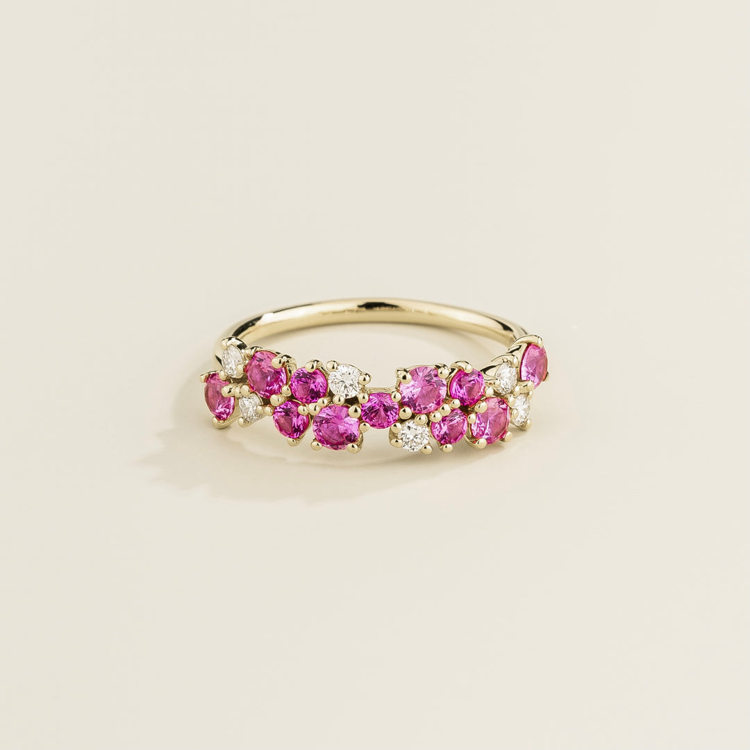 Starry White Gold Ring Pink Sapphire & Diamond