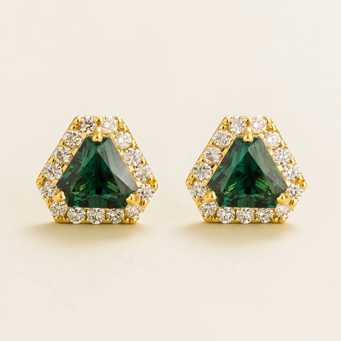Emerald Earrings Juvetti Jewellery London Diana Gold Earrings Emerald and Diamond