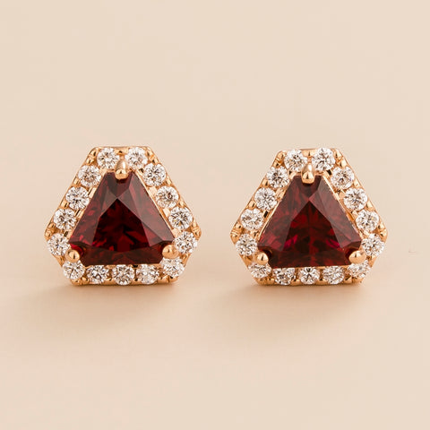 Emerald Earrings Juvetti Jewellery London Diana Rose Gold Earrings Ruby and Diamond