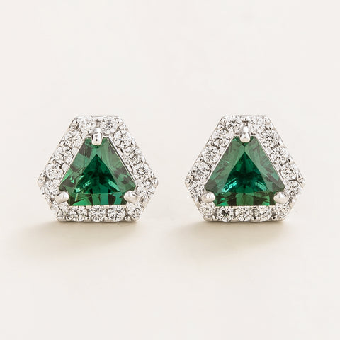Emerald Earrings Juvetti Jewellery London Diana White Gold Earrings Emerald and Diamond
