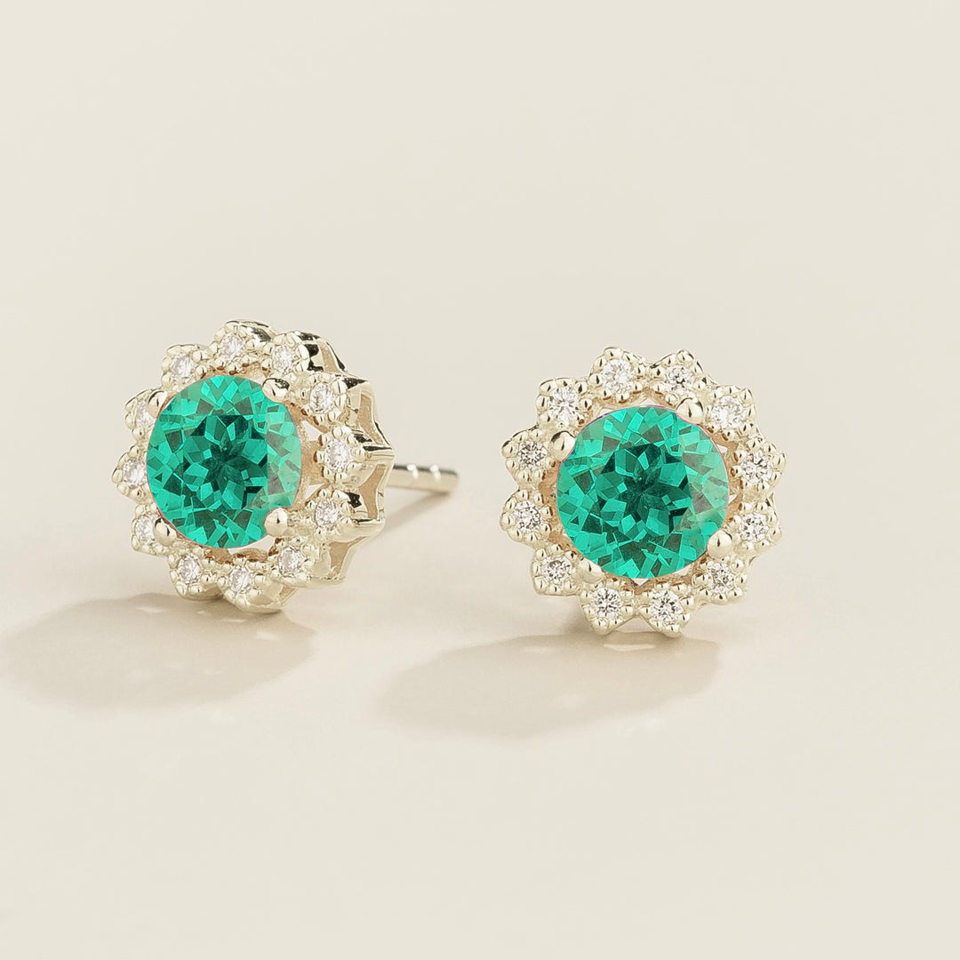 Solen White Gold Earrings Set With Paraiba Sapphire & Diamond