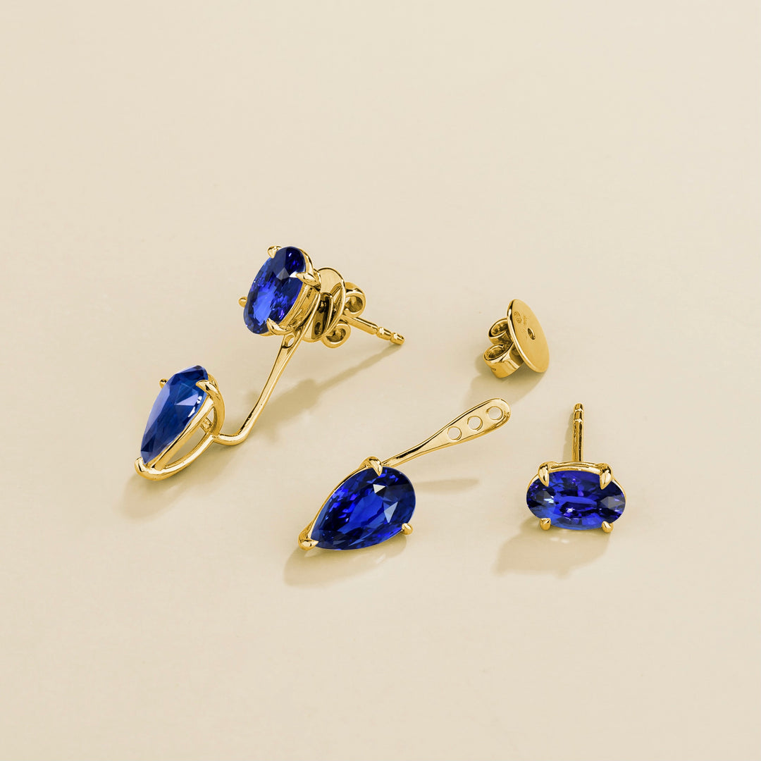 Juli gold earrings set with Blue sapphires