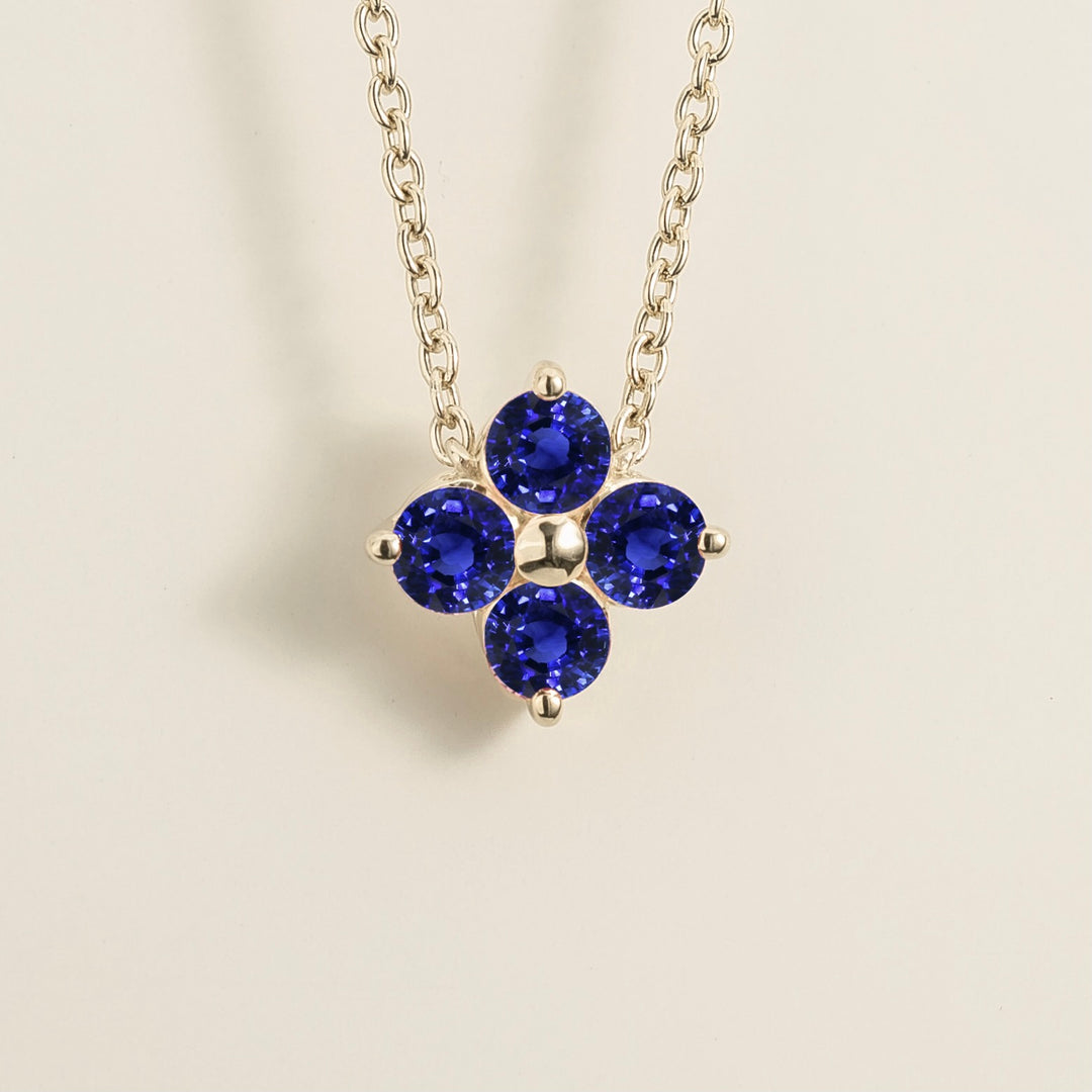 Petale White Gold Necklace Blue Sapphire