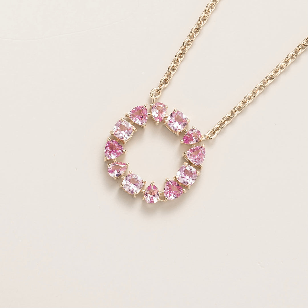 Glorie white gold necklace set with Pink sapphire