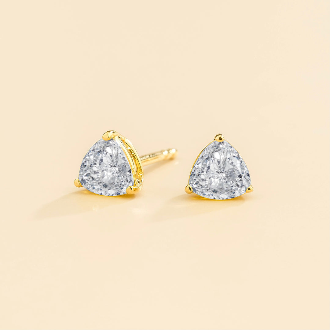 Trillion gold earrings set with Diamonds