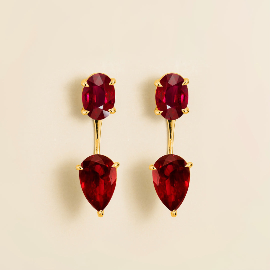 Juli gold earrings set with Ruby