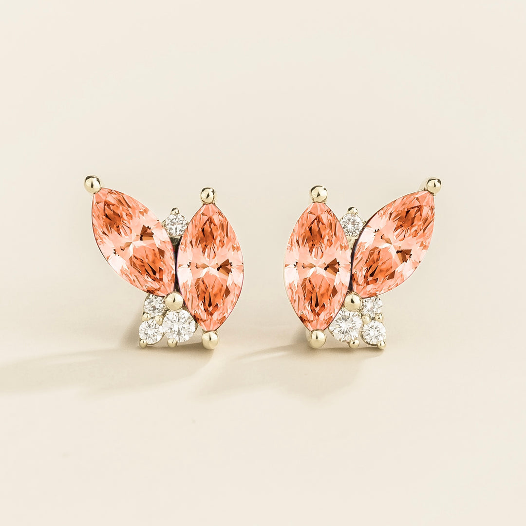 Vento White Gold Earrings Padparadscha Sapphire & Diamond