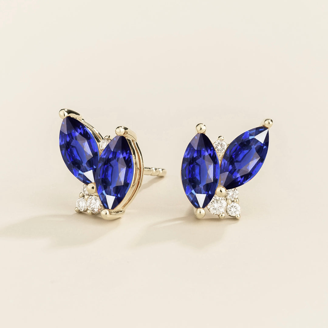 Vento White Gold Earrings Blue Sapphire & Diamond