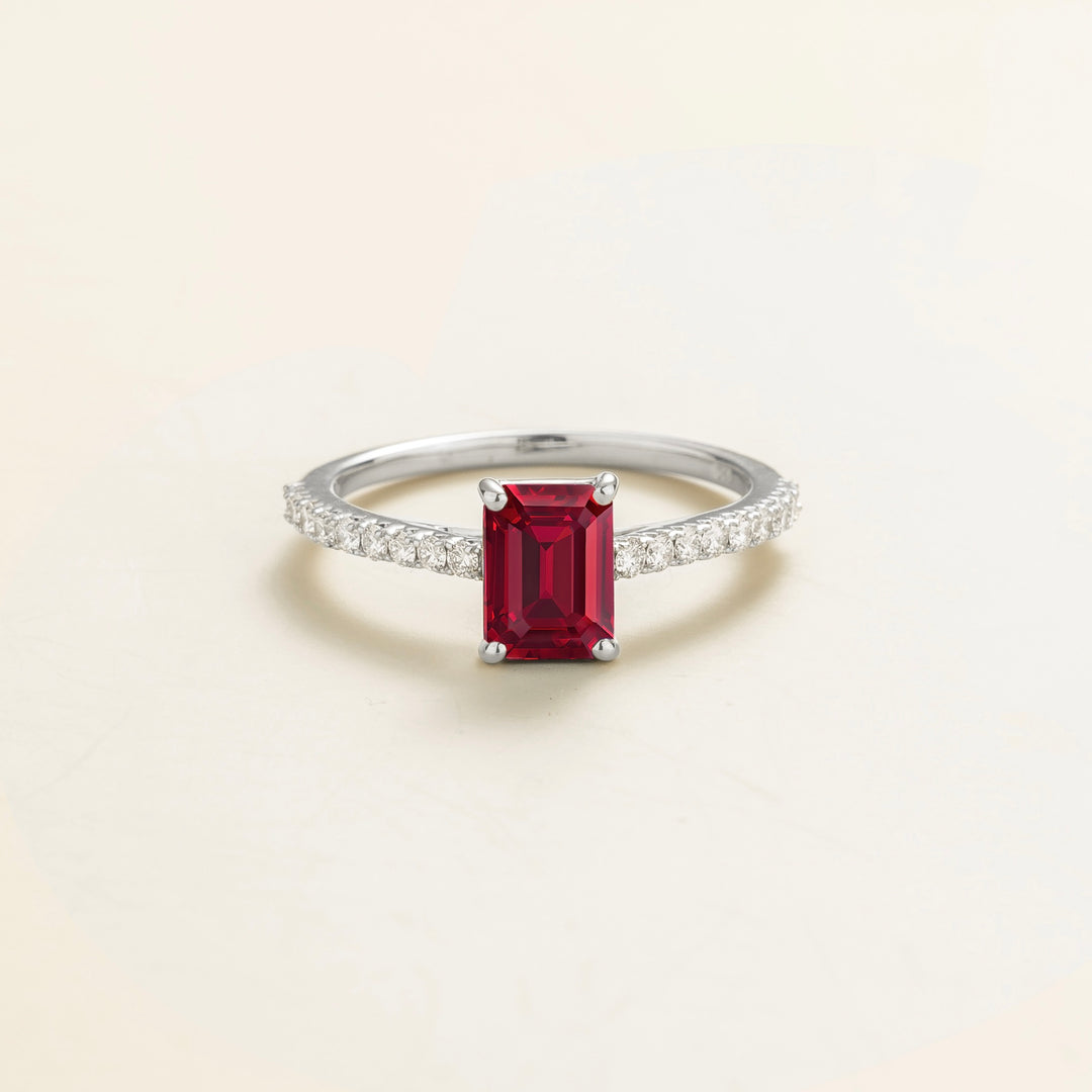 Thamani White Gold Ring In Ruby & Diamond