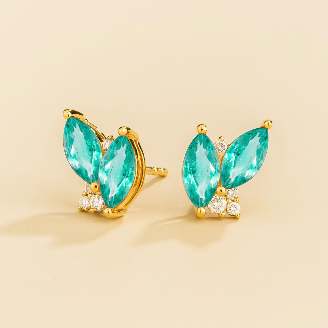 Vento Gold Earrings Paraiba Sapphire & Diamond