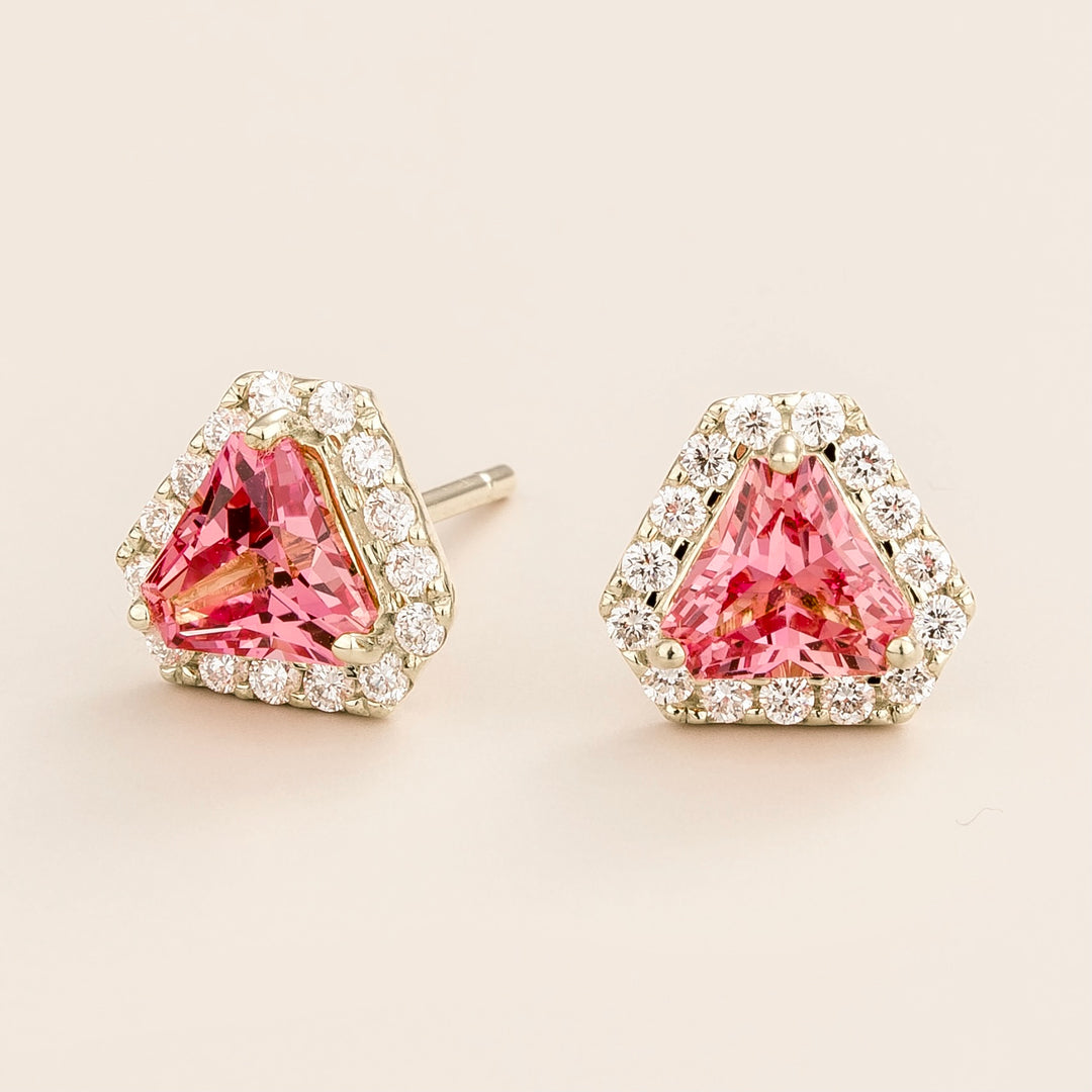 Diana White Gold Earrings Padparadscha Sapphire & Diamond