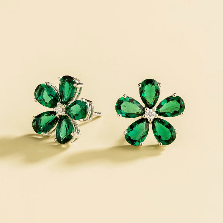 Emerald Earrings Juvetti Jewellery London Florea White Gold Earrings Emerald and Diamond