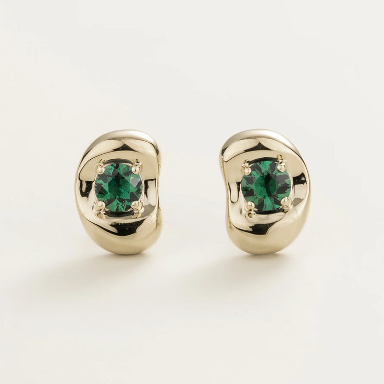 Emerald Earrings Juvetti Jewellery London Ori Gold Earrings Set With Emerald, Diamond and Green Sapphire