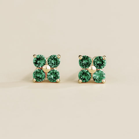 Emerald Earrings Juvetti Jewellery London Petale White Gold Earrings Set With Emerald