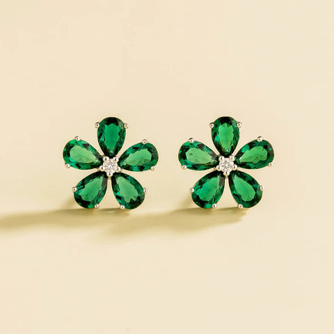 Emerald Earrings Juvetti Jewellery London Florea White Gold Earrings Emerald and Diamond