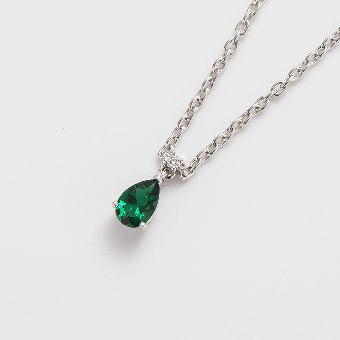 Emerald Earrings Juvetti Jewellery London UK Ori Small Pendant Necklace In Emerald and Diamond Set In White Gold