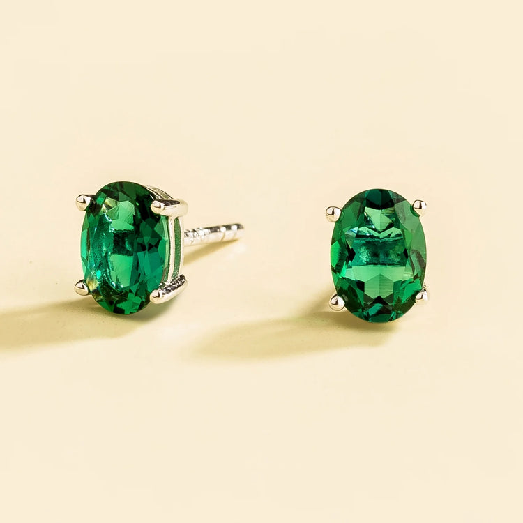 Emerald Earrings Juvetti Jewellery London UK Ovo White Gold Earrings Set With Emerald