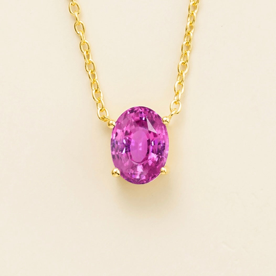 Ovo gold necklace set with vivid Pink sapphire