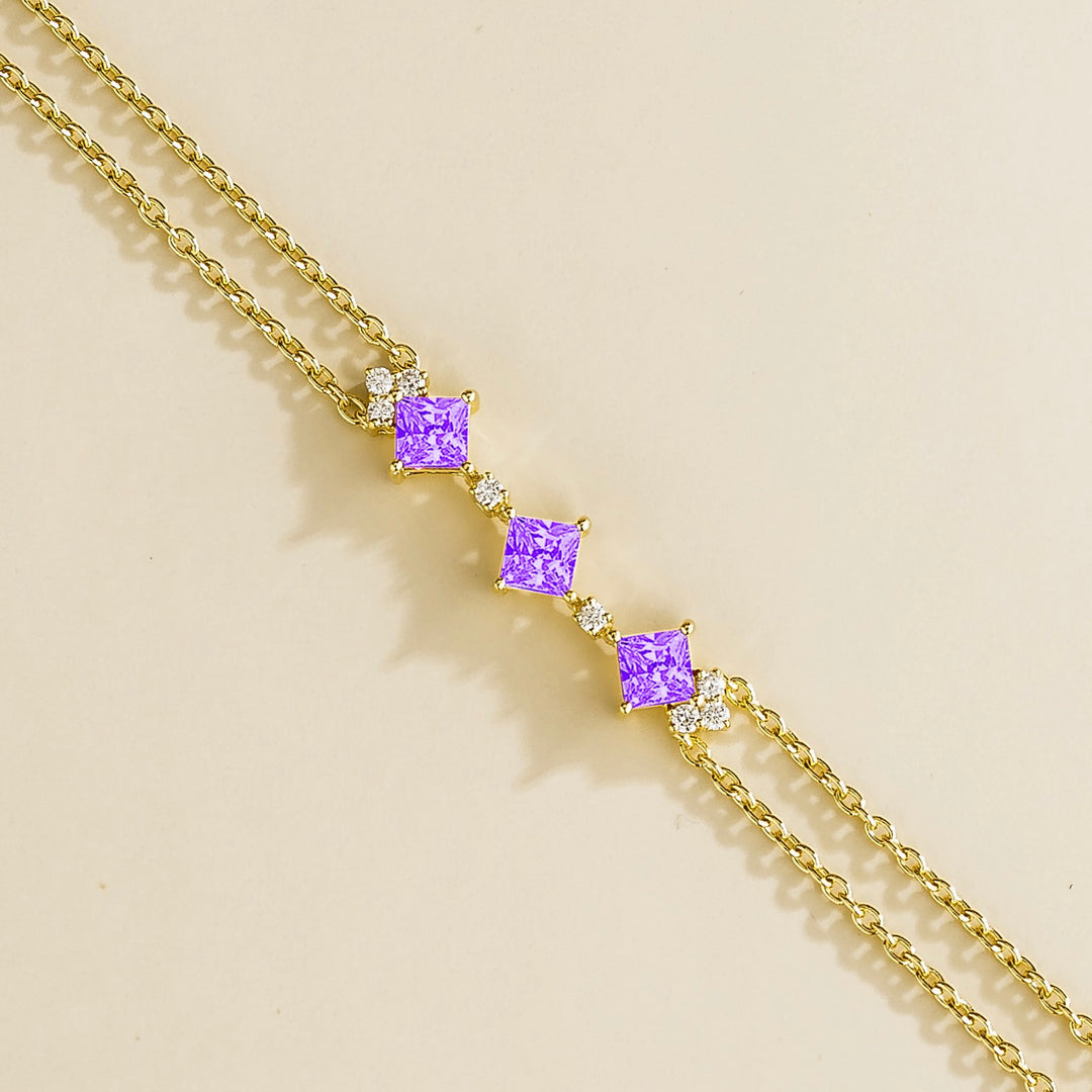 Forma Gold Bracelet Set With Purple Sapphire and Diamond