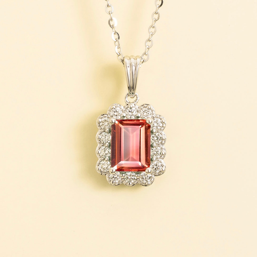 Verda White Gold Necklace In Padparadscha Sapphire and Diamonds